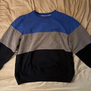L.L. Bean Men's Tri-Tone Crewneck Sweater - Blue, Gray, Black